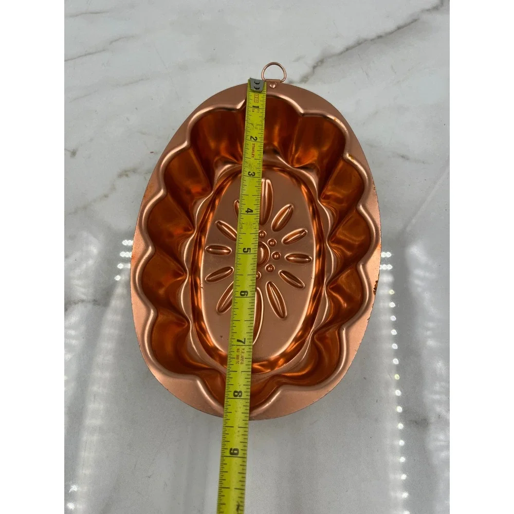 Vintage Spring Copper Jello Mold 3 Cup Oval Sunburst Floral Wall Decor Pan